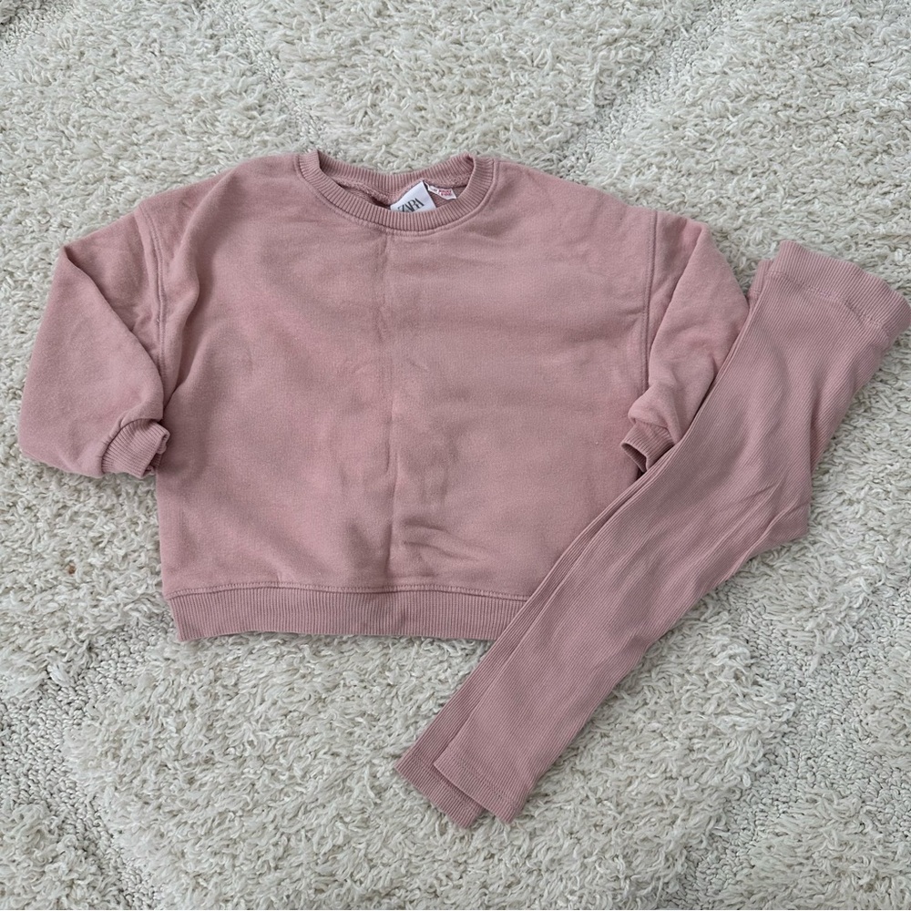Zara Kids Matching Set in Dusty Rose Pink